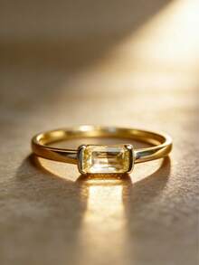 1pc S925 Sterling Silver Ring Inlaid With Synthetic Zirconia, Elegant & Classy Daily Wear Jewelry For Women - Yellow Gold - View 5