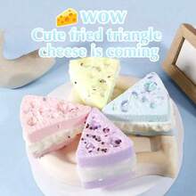1个新款创意减压三角奶酪挤压玩具，逼真奶酪质感，慢回弹，缓解压力，舒缓情绪，礼品，节日礼物，生日礼物，完美礼物 - 彩色 - 查看 2