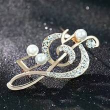 1 chiếc ghim cài áo hình nốt nhạc phong cách retro tối giản sang trọng, đính ngọc trai giả và đá pha lê, phù hợp cho trang phục hàng ngày của nữ giới, vest và váy. - Vàng - Xem 8