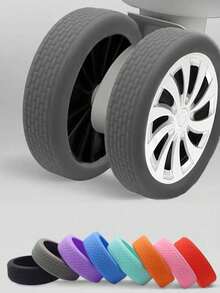 8/4/1pc Unisex Luggage Wheel Protective Covers: Shockproof, Silent, Noise-Reducing Silicone Protective Covers. Essential Travel Companion, Suitable For Various Travel, Family Camping, Beach Outings, Summer Vacations And Back To School Season. Practical And Essential Travel Accessory. - Multicolor - View 5