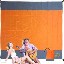 1pc Waterproof & Sand-Proof Beach Blanket, Foldable Beach Mat With 4 Corner Pegs, Suitable For Outdoor Camping, Travel, Vacation, Hiking - Multicolor - View 6