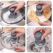 6件套清洁刷套装，带皂液器 - 重型可堆叠清洁垫，耐刮擦且经久耐用，适用于不粘锅具、洗碗机架、厨房、浴室和家居清洁 - 节省空间设计 - 1set - 查看 4