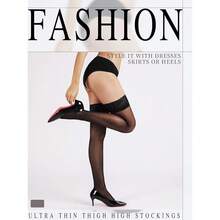 [Free Shipping]High StocFKings For Women, Reinforced Lace Top Tights With Anti-Slip Silicone, Sexyys Sheer Nylon Lingerie - 黑色 - 查看 5