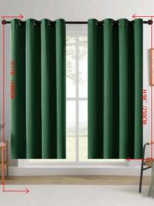 1pc/2pcs Solid Blackout Curtain Shades - Summer Home Decoration Thermal Insulated Grommet Blackout Draperies/Drapes For Bedroom, Living Room, Kitchen, Study, Office - Dark Green - View 15