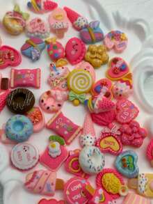 10/20/30个手绘树脂混色棒棒糖装饰品 - 彩色扁平宝石装饰，适用于DIY钥匙扣、工艺品、婚礼装饰和珠宝制作（随机图案） - 混款 - 查看 4