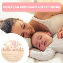 Newborn Birth Announcement Sign, Wooden Baby Name Plaque, Baby Baptism Decoration, Baby Girl Boy Photo Prop, Family Gift, Baby Baptism Easter Gift - Hot Air Balloon - View 5