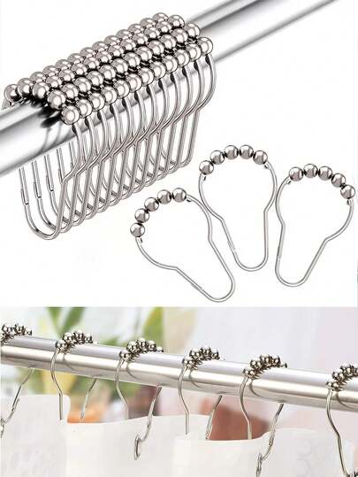 Vòng cuốn rèm kim loại, vòng móc rèm tắm, móc rèm tắm hai tai, phụ kiện phòng tắm. Được làm từ chất liệu kim loại bền chắc, thiết kế dạng con lăn đảm bảo hoạt động trơn tru. Thích hợp cho nhiều không gian gia đình như phòng tắm và rèm cửa, rất thiết thực. Móc kéo thanh cho rèm tắm phòng tắm.