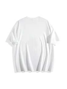100% Pure Cotton, Ex Dad Print T-Shirt, Summer Round Neck Short Sleeved Men's T-Shirt, Breathable Casual Sports Top, Holiday Gift - 白色 - 查看 2