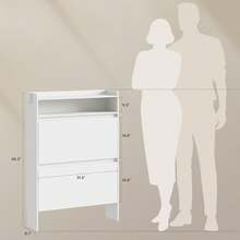 Shoe Cabinet Organizer With 2 Flip Drawers,Freestanding Shoe Rack Cabinet, Shoe Cabinet Storage For Entryway, Foyer, Hallway, White, 31.5" W - View 2