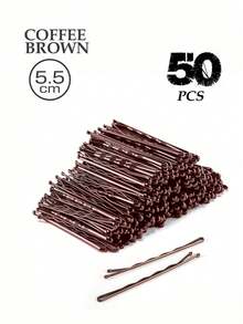 150/100/50 pièces Set de pinces à cheveux en métal de couleur café avec design ondulé unicolore, antidérapant convenant à tous types de cheveux, adapté pour le port quotidien et la coiffure, accessoires capillaires pratiques et décontractés pour les filles et les femmes, été, vacances, voyage, festival, fête - Marron - Voir 19