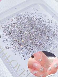 200pcs Sparkling Mini Diamond Beveled Zirconia Nail Art Rhinestone Small Flat Back Diamond Nail Jewelry Mini Rhinestone Nail Art Rhinestone High Quality Sparkling Zirconia Nail Art Rhinestone 3D Nail Art Crystal Rhinestone Pendant Nail Design Nail Gemstone Flat Back Rhinestone For DIY Fake Nail Decoration, Short Nail Patches, French Manicure, Almond Shaped Nails, French Manicure Patches, Pressure Tip Manicure, Manicure Set, Manicure Supplies - White - View 5