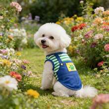 Áo khoác cho thú cưng kẻ sọc cổ điển, in họa tiết màu xanh denim, nhẹ và thoáng khí, kiểu dáng giản dị đáng yêu, phụ kiện thú cưng phổ biến ở Châu Âu và Mỹ. - màu xanh lá - Xem 8