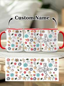1pc 11oz/15oz Custom Mother's Day Name Mug, Personalized Coffee Cup With Printed Name. The Wrap-Around Pattern On The Mug Can Be Customized With Up To 8 Children Holding Their Mother's Hand. This Mother-Themed Mug With Floral Elements Is An Ideal Gift For Mom And A Unique, Thoughtful Present - 款式4 - 查看 25