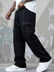 Men's Sports Casual Long Pants Spring Autumn Fashion Outdoor Thin Multi-Pocket Long Pants - Black - View 6