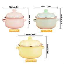 VAETTLO  3-Piece Exquisite Enamel Cookware Set, Multifunctional Pot Set Including Soup Pot & Stew Pot, Tableware, Handmade Fired, Ideal For Restaurant, Home Kitchen, Home Decoration And Holiday Gift. - View 7