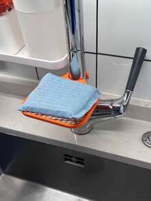 1 pieza Rejilla multifuncional de plástico para el fregadero, se ajusta a grifos de 28 mm de diámetro. Puede sostener esponjas, cepillos de platos y paños. Fácil de limpiar, un accesorio de cocina práctico. - Multicolor - Ver 7