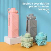 Taza de agua plegable de silicona portátil para exteriores - Gris - Ver 3