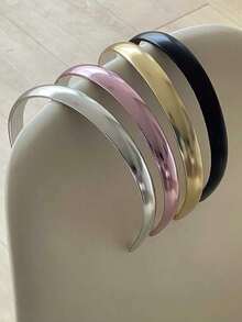 1 chiếc băng đô bóng mượt, kiểu dáng hẹp và rộng, chất liệu da PU ánh kim, đa năng cho nữ giới, dùng trong trang điểm và tạo kiểu tóc. - Nhiều màu - Xem 6