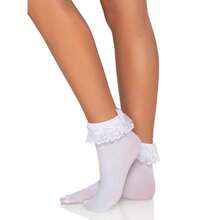 Leg Avenue Women's Ruffle And Satin Bow Anklet Socks - White - View 4