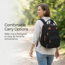 Ba lô đựng tã cho bé unisex, phù hợp cho cả bố và mẹ, có tấm lót tã, 16 ngăn, túi đựng núm vú giả, túi đựng tã dung tích lớn tiện dụng khi đi du lịch. - màu đen - Xem 8