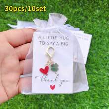 30pcs Keychain Set - Gold Teardrop Heart, Clover Pendant, Bag & Car Key Chain Accessories, Business Gift Pack (10 Keychains + 10 Cards + 10 Pouches), Suitable For Birthday, Valentine's Day, St. Patrick's Day, Thanksgiving, Back To School, Graduation Gifts Gifts For Mother, Father, Graduation, And Teacher - 10 Keychains + Cards + Sandbags - View 3