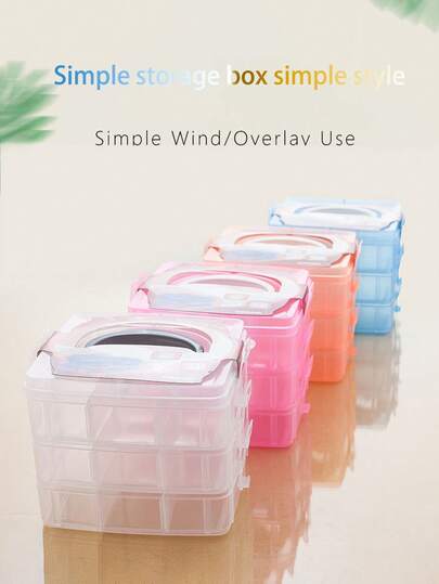 1pc 3-Layer Transparent Plastic Storage Box, Jewelry Box, Trinket Box, Storage Cabinet, Storage Container, White, Easter Elements, Suitable For Cosmetics, Jewelry, Toys, Socks Etc., With Handle Multi-Compartment Components Box For Electronic Parts, Screws, Accessories, Tools, Sorting Grid, Dust-Proof, Large Capacity For Hair Accessories, Earrings, Necklaces, Beads, Craft Supplies, Valentine's Day Gift, Christmas Gift, Back To School Gift