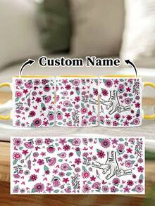 1pc 11oz/15oz Custom Mother's Day Name Mug, Personalized Coffee Cup With Printed Name. The Wrap-Around Pattern On The Mug Can Be Customized With Up To 8 Children Holding Their Mother's Hand. This Mother-Themed Mug With Floral Elements Is An Ideal Gift For Mom And A Unique, Thoughtful Present - 款式3 - 查看 12