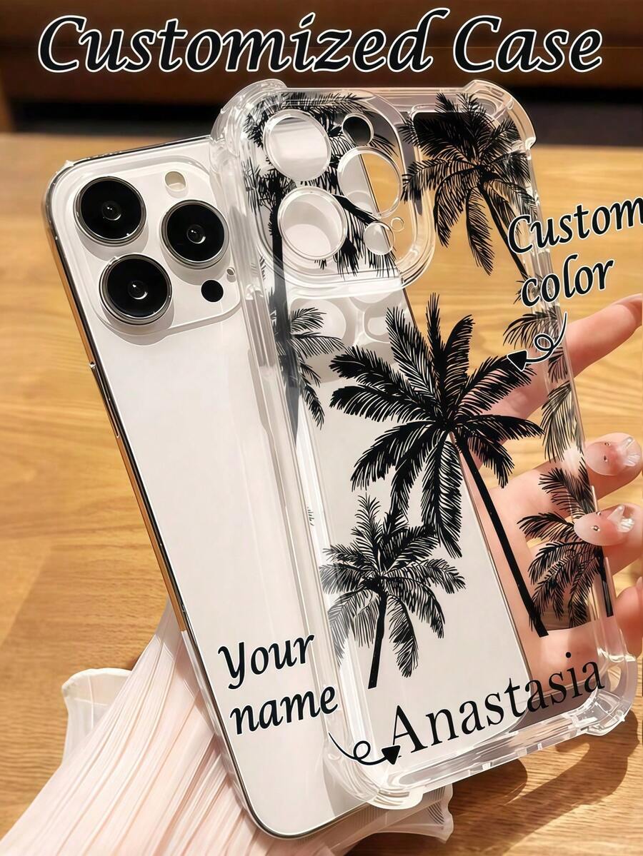1pc Transparent Shockproof Customizable Phone Case With Personalized Font Design, Eternal And Fashionable Custom Phone Case Suitable For S25 Ultra/S25 Plus/S25/S24 Ultra, 11/11 Pro/11 Pro Max/12/12 Pro/12 Mini/12 Pro Max/13/13 Pro/13 Pro Max/13 Mini/14/14 Plus/14 Pro/14 Pro Max/15/15 Plus/15 Pro/15 Max/16/16 Plus/16 Pro/16 Pro Max 16E, Android Phones - Clear - View 1