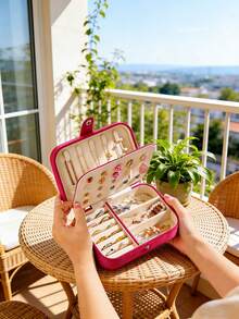 1 pezzo Portatile Scatola Portagioie da Viaggio, Mini Organizer per Gioielli, Piccolo Espositore Multifunzione per Anelli e Scatola Portagioielli, Adatto per Orecchini, Collane, Pendenti. Questa è una Scatola Portagioie Impermeabile in Poliestere con Grande Capacità, Un Elegante Confezione Regalo, Molto Adatta per Esposizione Quotidiana di Gioielli e Trasporto Portatile. - Multicolore - Visualizzare 6