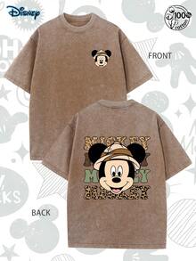 [Disney Authorization] Adventure Mickey T-Shirt, Retro Mickey Mouse 2026 Shirt, Disney Trip Shirt, Disney Pattern Tee, Comfortable, Fashionable, Casual Top, Streetwear, Leopard Print Mickey, Suitable For Gatherings, Daily Wear And Vacations, Street, 230G Washed Cotton High-Quality Double-Sided Printed T-Shirt, Men's And Women's T-Shirts, The Perfect Holiday Gift - Cà phê nâu - Xem 1