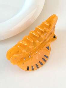 1个可爱橙色猫咪醋酸纤维发爪夹，带水钻，卡通小猫发爪，适合丸子头造型 - 彩色 - 查看 4