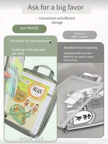 1件尼龍透明文件袋，可攜式學生單肩包，適合存放作業、考卷，開學文具收納袋 - 單件 - 查看 7