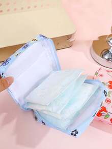 Large Capacity Sanitary Pad Storage Bag, Tampon Storage Bag, Square Sanitary Pad Storage Bag, Cartoon Pattern Storage Bag, Portable Menstrual Products Set, Women Sanitary Products Bag - Multicolor - View 5