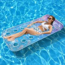 1pc Gradient Sequin Inflatable Floating Lounger, PVC Material Floating Boat, Summer Beach Water Relaxation Chair - Multicolor - View 3