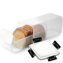 Contenedor de pan, caja de panética transparente con tapa, soporte para pan sándwich para pan casero, protector de pan alto para Cocina - blanco sin dibujo - Ver 8