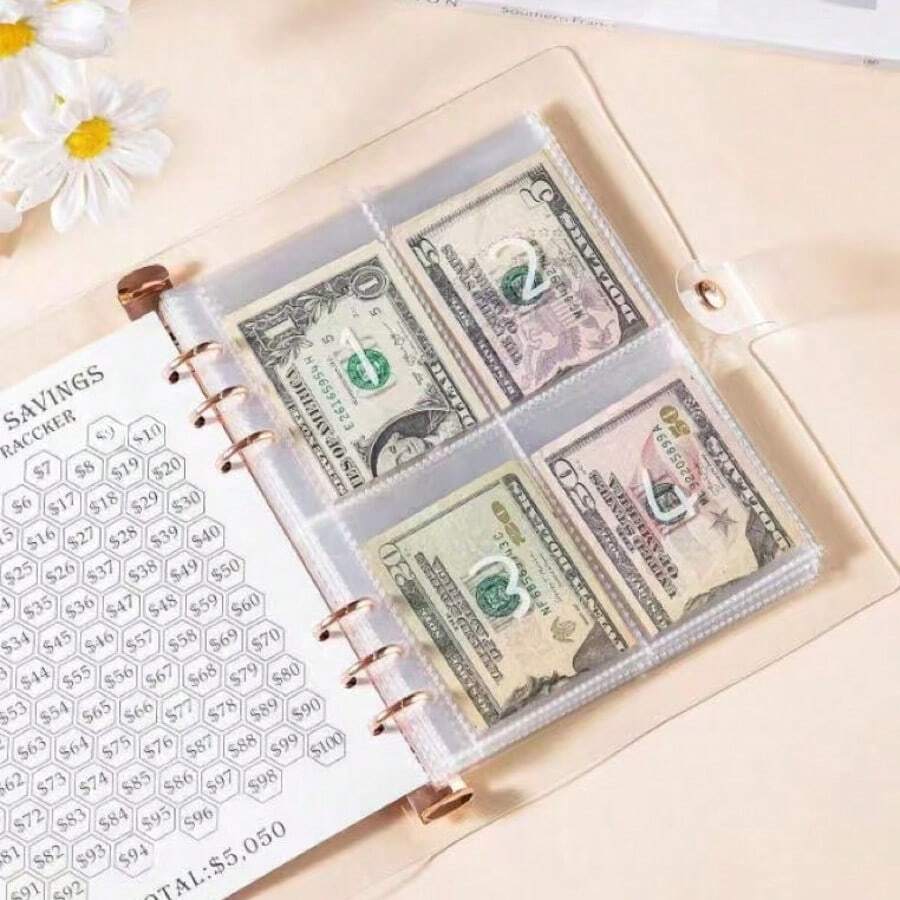 Bộ 100 phong bì đựng tiền tiết kiệm, bìa đựng tài liệu rời khổ A5, kèm theo phong bì đựng tiền mặt, giúp bạn hoàn thành thử thách trong 100 ngày và tiết kiệm được 5.050 đô la - Màu vàng hồng. - Nhiều màu - Xem 1