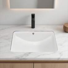 Unterbauwaschbecken Handwaschbecken 530 x 375 mm rechteckiges Spülbecken aus Keramik mit Überlaufloch, moderne Unterbauspüle Küchenspüle für kleine Räume, Badezimmerwaschbecken Weiß - 15*21 Zoll - Übersicht 1