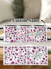 1pc 11oz/15oz Custom Mother's Day Name Mug, Personalized Coffee Cup With Printed Name. The Wrap-Around Pattern On The Mug Can Be Customized With Up To 8 Children Holding Their Mother's Hand. This Mother-Themed Mug With Floral Elements Is An Ideal Gift For Mom And A Unique, Thoughtful Present - 款式3 - 查看 88