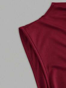 3-Piece Sleeveless Pleated Blouse Set - Black, Red and Brown - View 6