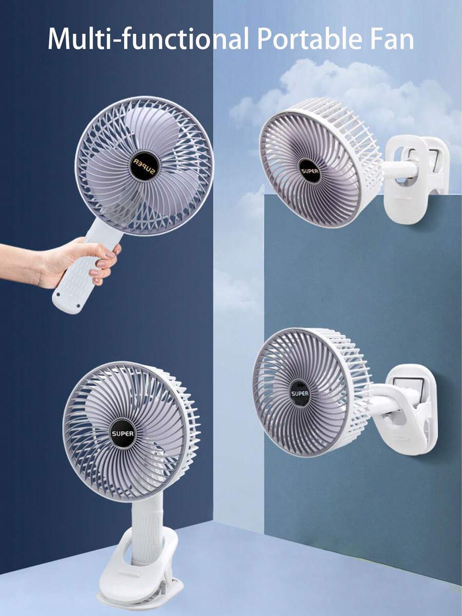 New Multifunctional Portable Fan, 3-In-1 Handheld Fan, Clip Fan, Desk Fan, Suitable For Outdoor Travel, Makeup, Home, Office, Camping, Dorm, Household Circulation Fan, USB Powered, Commencement, Congrats Grad, Portable Tools, Summer Essentials, Summer Portable - Table Fan - View 1