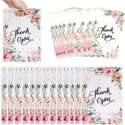 30pcs Floral "Thank You" Gift Bags-Adorned With Exquisite Floral Patterns And The Words "Thank You," These Bags Are Perfect For Packaging Gifts, Accessories, And Candies, Making Them Ideal For Mother's Day, Birthday Parties, Weddings, Themed Gatherings, Graduation Celebrations, And Bachelorette Parties.