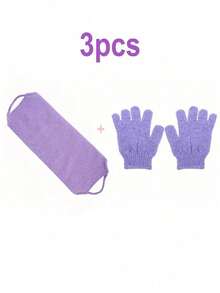 3件套去角质手套和背部按摩器套装，去角质沐浴手套，长柄去角质背部按摩器（带手柄），双面可用，身体磨砂手套，身体去角质沐浴手套，身体清洁工具，圣诞节、新年、母亲节和毕业季的理想礼物 - 查看 8