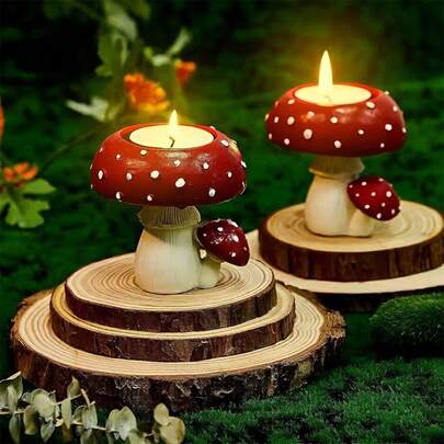 Chân nến hình nấm, chân nến tealight hình nấm đốm đỏ bằng nhựa, chân nến hình nấm Amanita độc đáo cho nhà cửa, nhà bếp, bàn ăn, phòng ngủ, phòng tắm, spa & yoga, món quà tân gia dễ thương cho người yêu thiên nhiên.