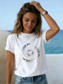 Camiseta branca de manga curta, oversized e folgada, com estampa de texto em movimento giratório ENDLESS Vertigo, estilo gótico minimalista, streetwear vintage Y2K. Tamanhos P a 3XG. Ideal para aniversários, Dia das Mães e Dia dos Pais. Disponível localmente. - Branco - Ver 2