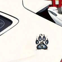 6 Inch Dark Style Claw Print Vinyl Sticker, Wolf Double Exposure Self‑Adhesive Decal, Decor For Cars Trucks Motorcycles Windows Walls, Works On Glass Metal Ceramic - A - View 2