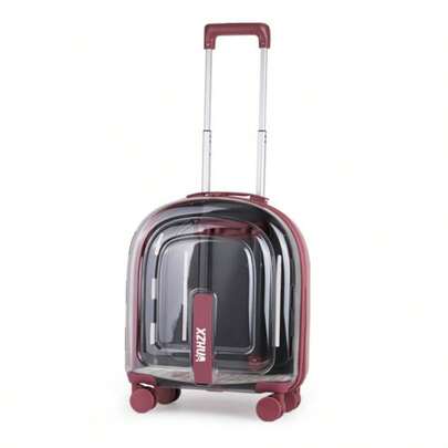 Pet Travel Carrier With Wheels, Breathable Transparent Pet Trolley Case With Adjustable Handle, Quiet Spinner Wheels, For Cats And Small Dogs