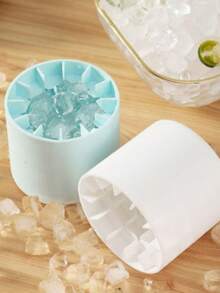 1pc Portable Silicone Ice Cube Tray, Reusable Ice Mold/Cylindrical 3D Ice Maker, Easy Release, Multi-Compartment Design, Minimalist Bucket Shape With Lid, Suitable For Making Ice Cubes, Ice Buckets And Cylindrical Ice Cups - Multicolor - View 3