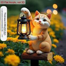 1 chiếc biển đánh dấu cây cảnh hình mèo 2D bằng acrylic, thích hợp để trang trí chậu cây ngoài trời. - A - Xem 2