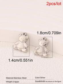 2pcs Stainless Steel Cute Bear Pendant Findings Fashion 18K Gold Plated Charms For DIY Jewelry Making Supplies Accessories - Pendants - View 29