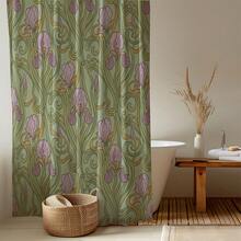 1pc Vintage Floral Print Shower Curtain, High Quality Home Decor Curtain, Modern Versatile Bathroom Matching, All Season Shower Curtain With 12 Hooks - S2572 - View 6